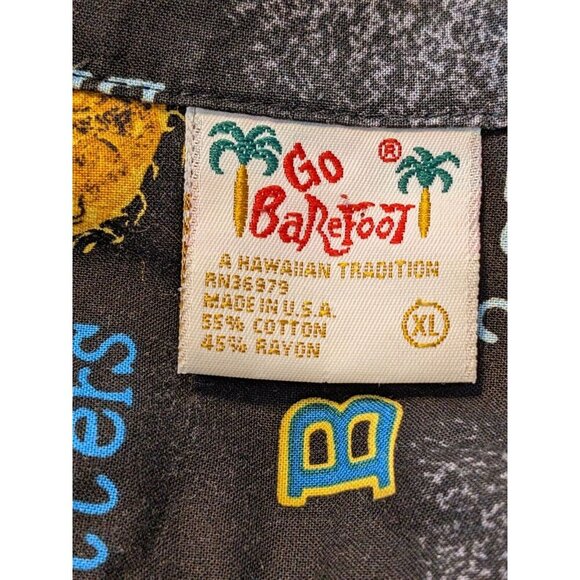 Go Barefoot Vintage Mens Hawaiian Camp Button Up Shirt Size XL Cocktail Recipes - Picture 6 of 6